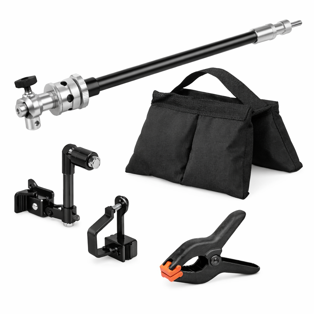 Matériel de fixation et de stabilisation pour studio photo à domicile