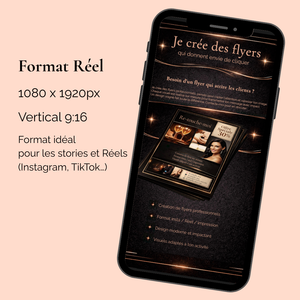 Format flyer vertical adapté aux stories et Reels Instagram et TikTok, idéal pour une communication visuelle percutante sur mobile
